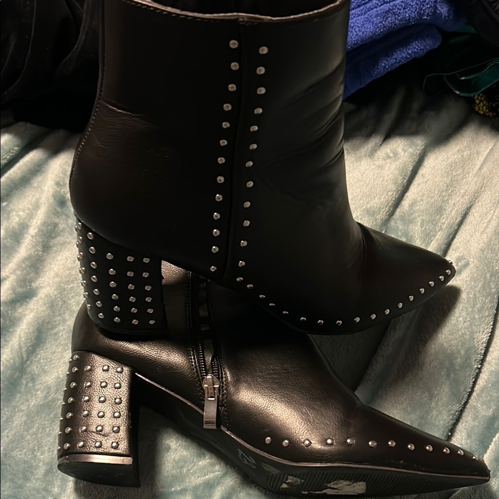 Black studded booties